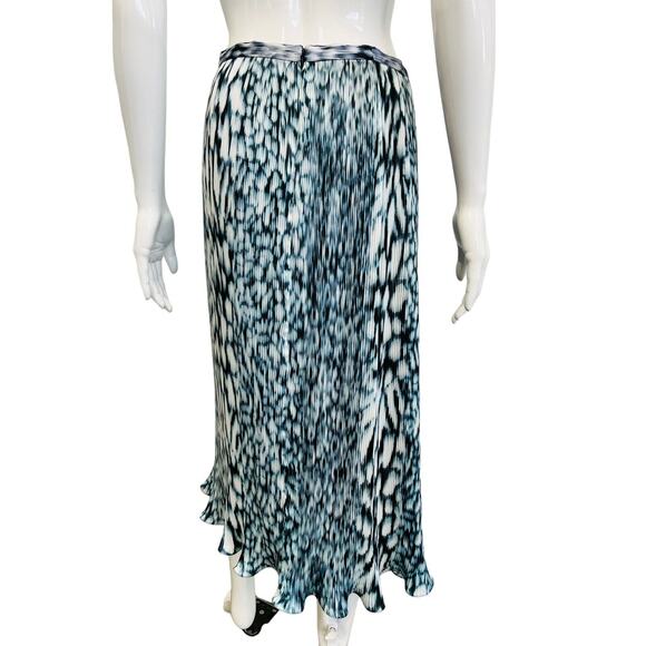 ELIE TAHARI Blue White Printed Alex Pleated Midi Skirt Size 10 - Picture 3 of 5